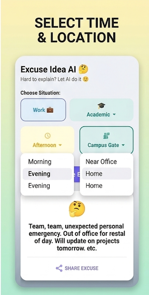 Excuse Idea AI - Multilingual Screenshot 1