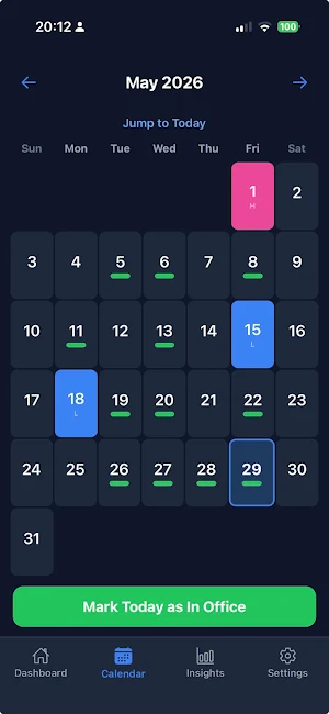 InOffice - Track office days Screenshot 1