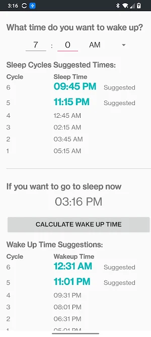 Sleep Calculator Screenshot 0