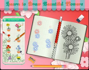 Learn to Draw Beautiful Flowers - Drawing Book Screenshot 0