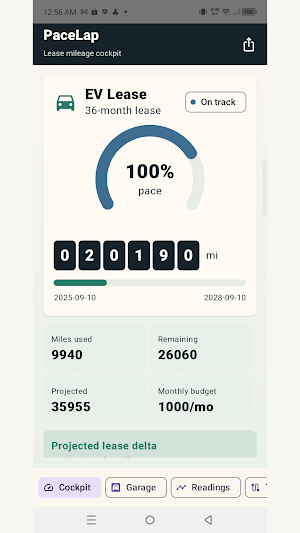 PaceLap: Lease Mileage Screenshot 0