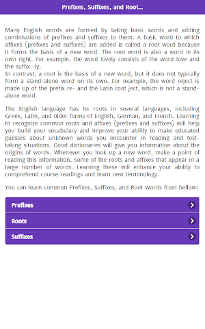 Prefixes Suffixes & Root Word Screenshot 0