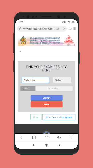 Exam Results SriLanka Screenshot 2