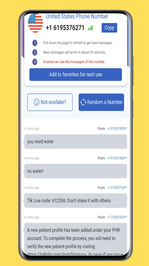 Temp Number: Verification SMS Screenshot 1