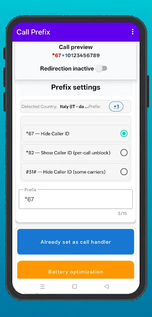 Call Prefix *67 *82 *70 #31# Screenshot 2