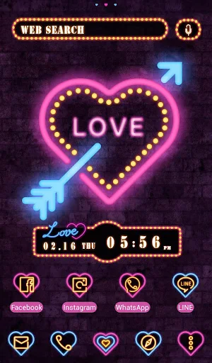 Neon Cupid Heart Theme +HOME Screenshot 0