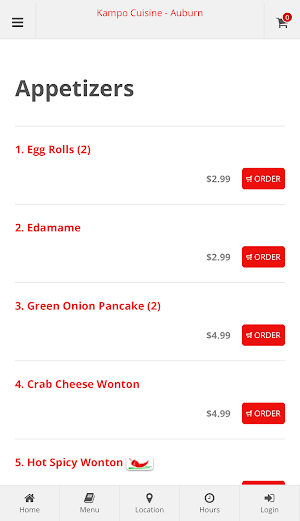 Kampo Cuisine Auburn Ordering Screenshot 1