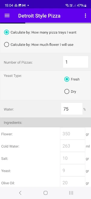 Pizza Calculator Screenshot 1