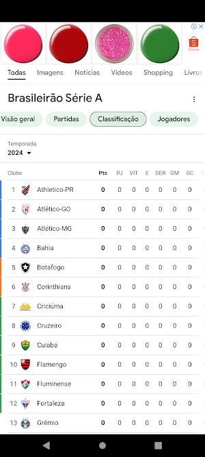 Tabela do brasileirão 2024 Screenshot 1