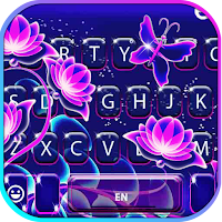 Purple Neon Flowers Keyboard Theme