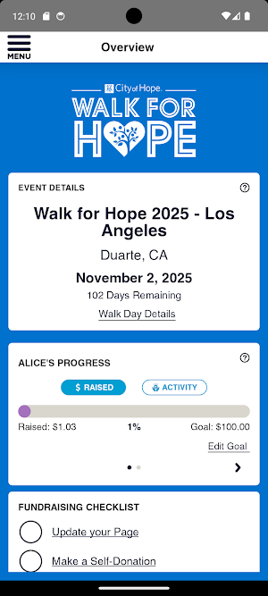 City of Hope Fundraising Screenshot 1