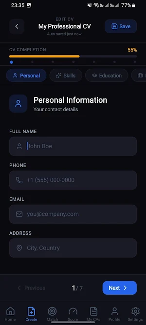 CVbuilder: CV & Resume Maker Screenshot 0