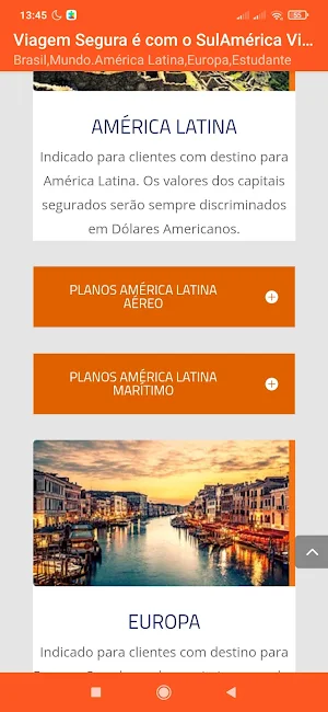 Seguro Viagem SulAmérica - Cote e Contrate Online Screenshot 2