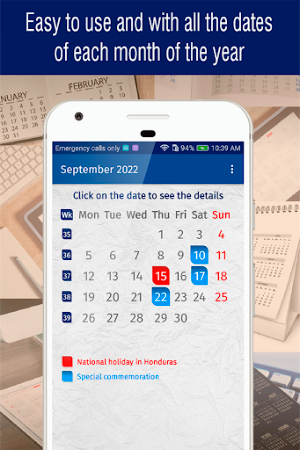 honduras calendar 2022 Screenshot 1