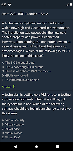 CompTIA A+ Q&A Screenshot 2