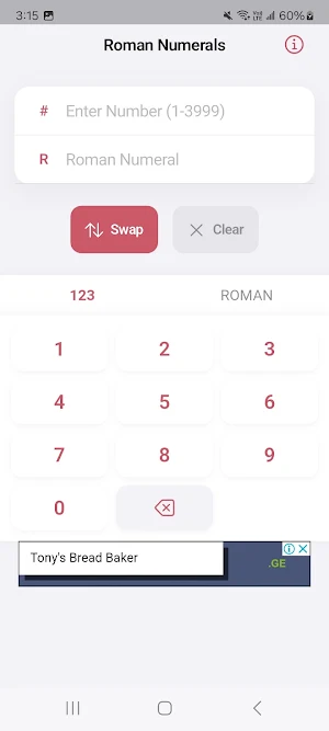 Roman Numerals Converter Screenshot 0