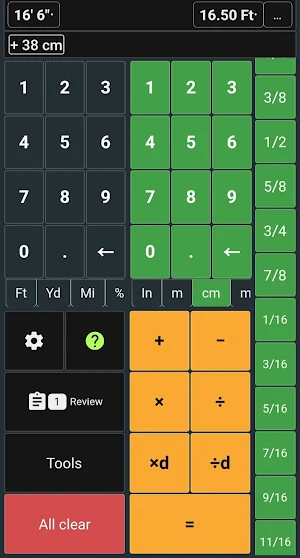 Feet & Inches Construction Calculator Screenshot 1