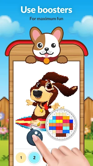 Dog Pixel Art Paint by Numbers Screenshot 3