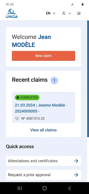 myUNIQA.ch Screenshot 0