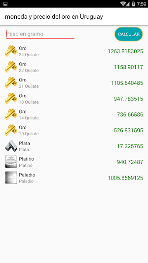 Moneda y precio del oro en Uru Screenshot 3