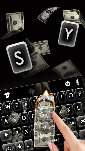 Burning Dollars Keyboard Background Screenshot 1