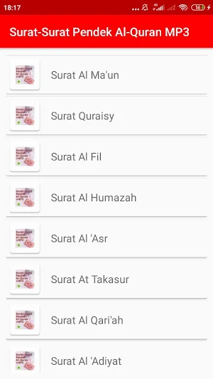 Surat-Surat Pendek Al-Quran MP3 + Terjemah Screenshot 1