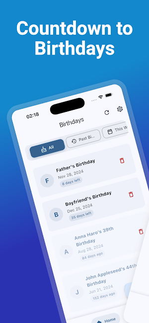 Birthday Reminder & Calendar Screenshot 0