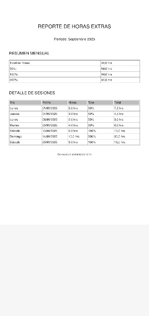 Registro de Horas Extras Screenshot 3