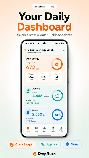 StepBurn: AI Meal & Step Track Screenshot 1