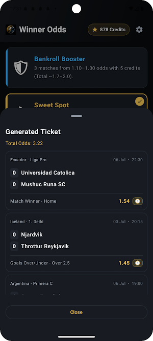 Winner Odds Screenshot 2