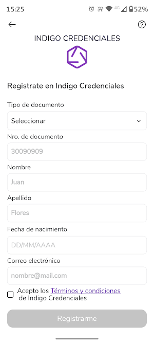 Indigo Credenciales Screenshot 3