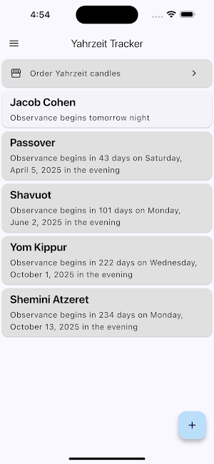 Yahrzeit Tracker Screenshot 0