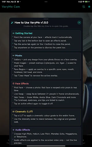 VaryMe Cam: Live Face Filters Screenshot 0