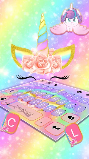 Unicorn Rainbow Keyboard Background Screenshot 1