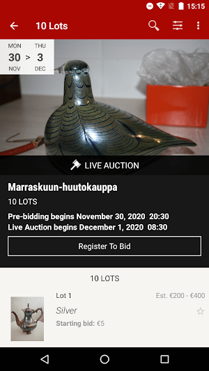 Vilin valinnan Huutokauppa Screenshot 1