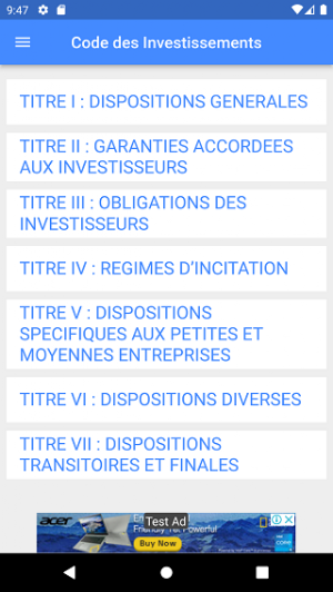 Code des Investissements C.I Screenshot 0
