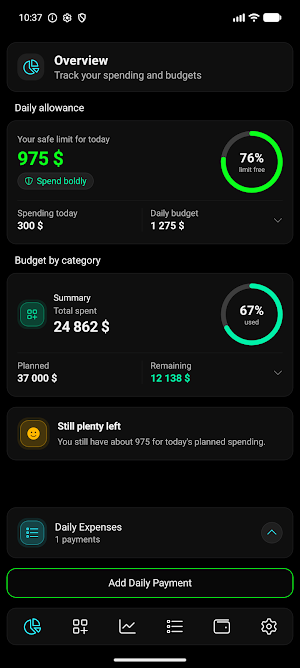 MoneeFlow: DailyLimit Screenshot 0