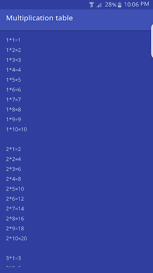 Multiplication Table Screenshot 0
