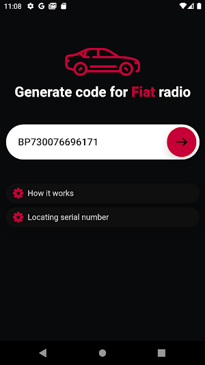 Fiat radio code generator Screenshot 2
