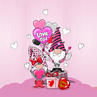 Lovely Heart Gnomes- Wallpaper