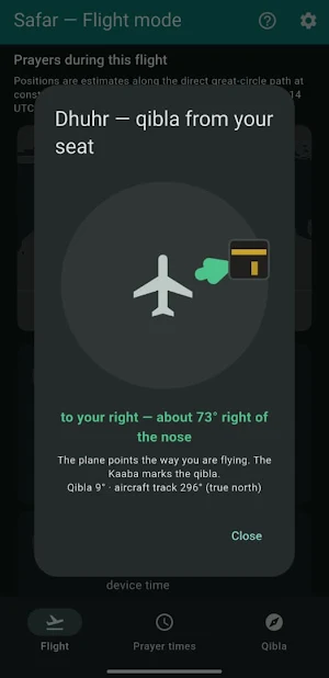 Safar: Inflight Prayer & Qibla Screenshot 1