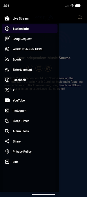 WSGE Listen Live Screenshot 2