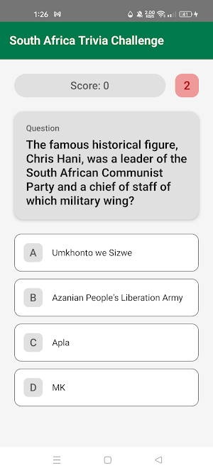 South Africa Trivia Challenge Screenshot 0