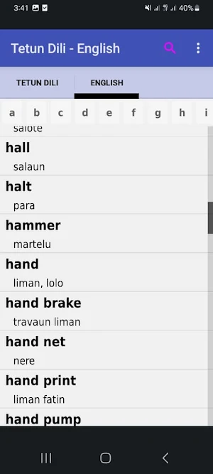 Tetun English Dictionary Screenshot 2