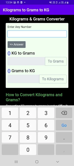 Kilograms to Grams Screenshot 3