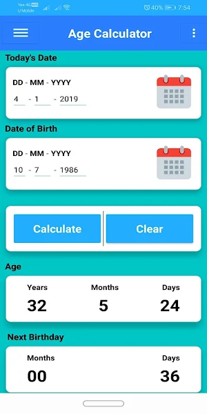 Age Calculator By MaX Screenshot 0