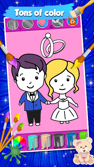 Wedding Coloring Pages Bride And Groom Screenshot 3