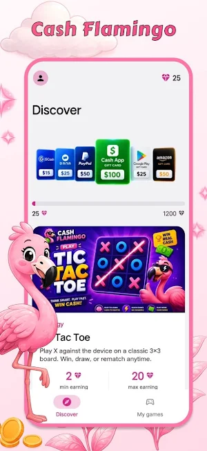 Cash Flamingo: Games & Rewards Screenshot 0