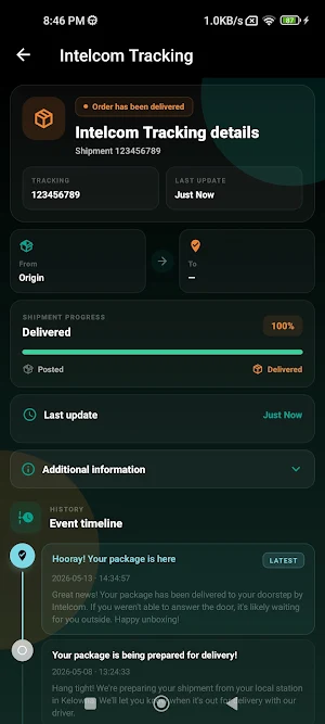 Intelcom Tracking (CA) Screenshot 2