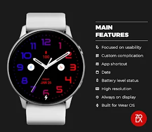 Blue Red Analog Watch Face Screenshot 1